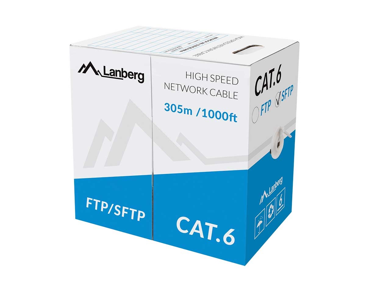 Lanberg 305 Meter Cat6 SFTP Verkkokaapeli Harmaa