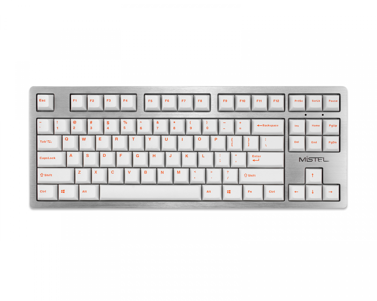 Mistel 119 key PBT Dye Sublimated OEM Keycaps - White/Orange - ANSI