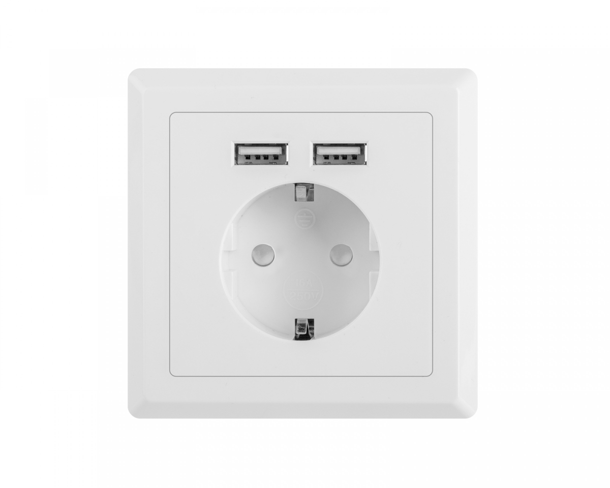 Lanberg AC Pistorasia 2 USB - Valkoinen