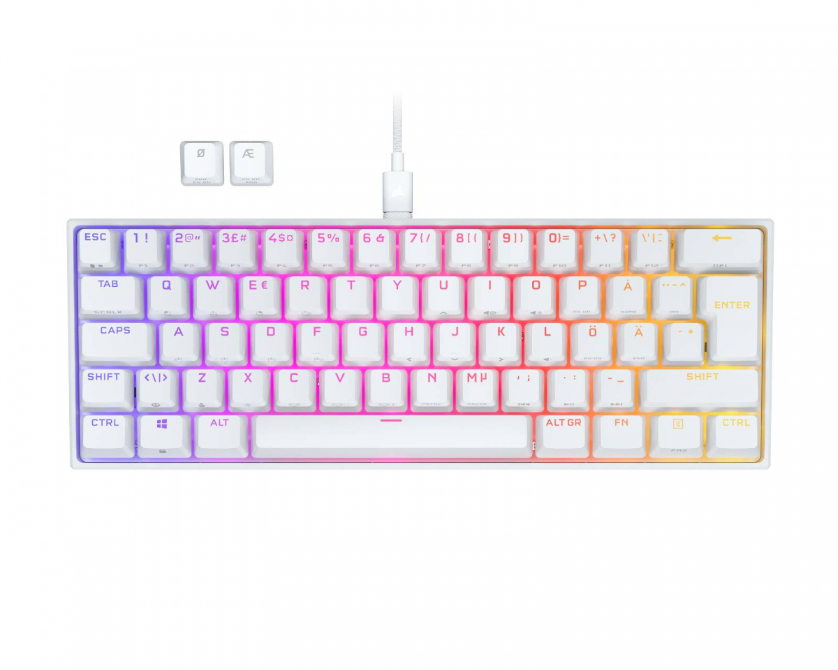 Corsair K65 RGB PBT Mini Gaming Pelinäppäimistö [MX Red] - Valkoinen