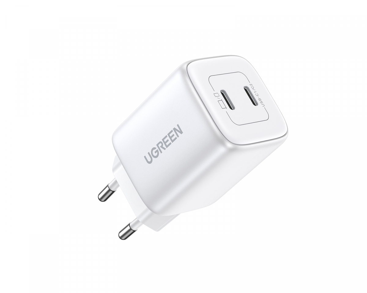 UGREEN Nexode Mini 45W Dual USB-C PD Wall Charger - Valkoinen Verkkovirtalatu