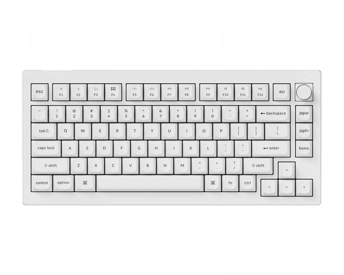 Keychron V1 75% Pelinäppäimistö Knob Version RGB Hotswap [K Pro Red] - Valkoine
