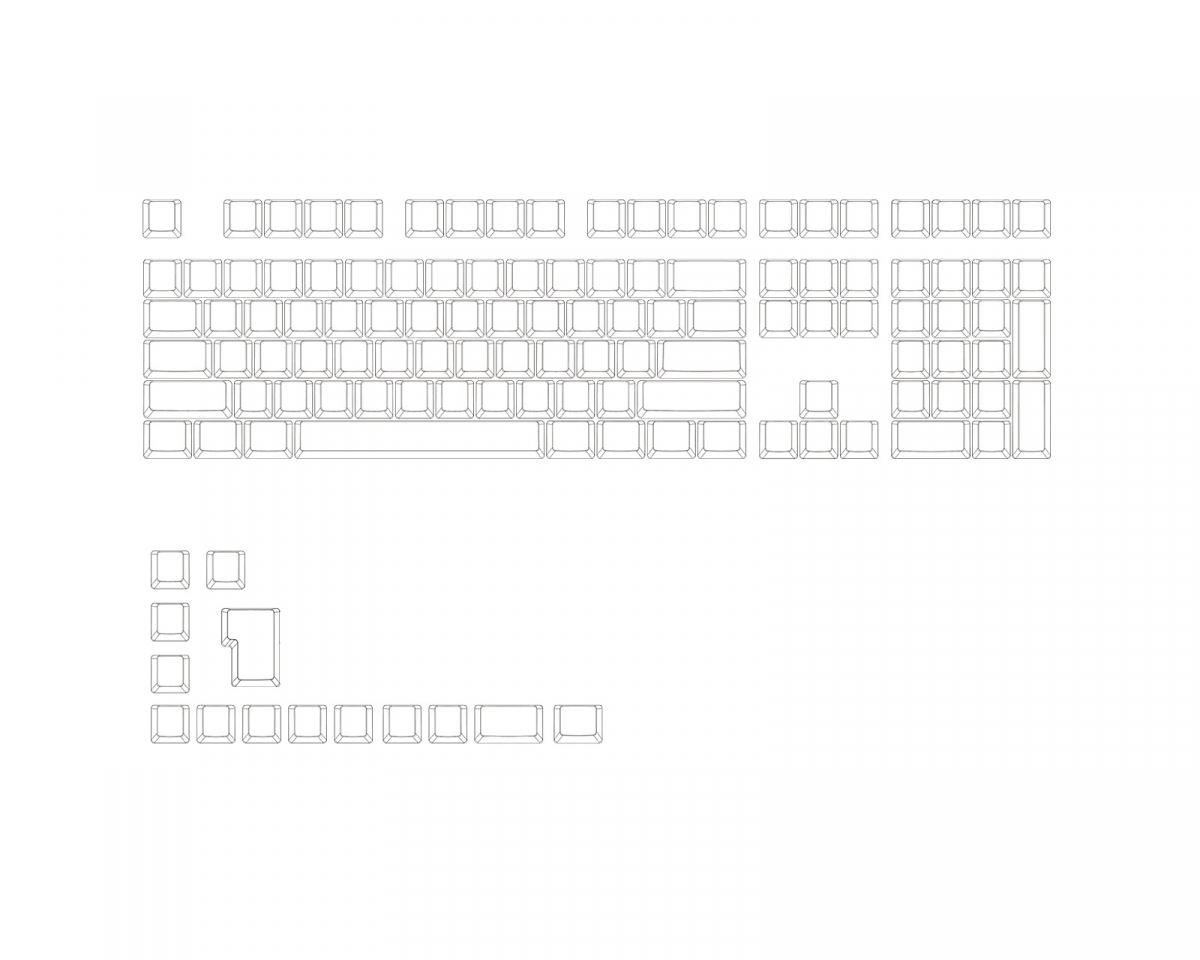Ducky Blank PBT Keycap Set MDA Profile - Valkoinen