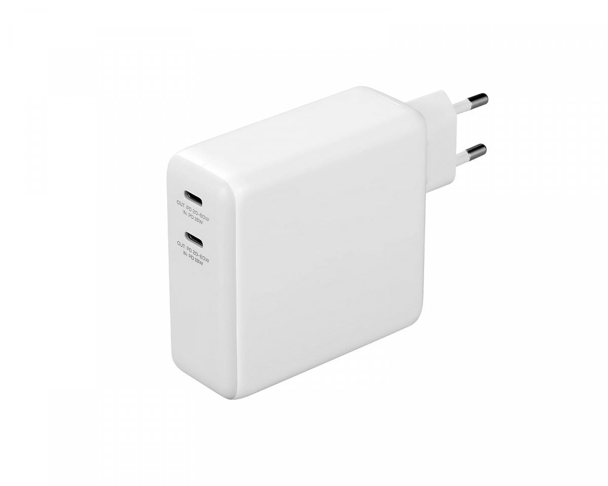 Deltaco USB-C Seinälaturi ja Powerbank 9600 mAh - Valkoinen