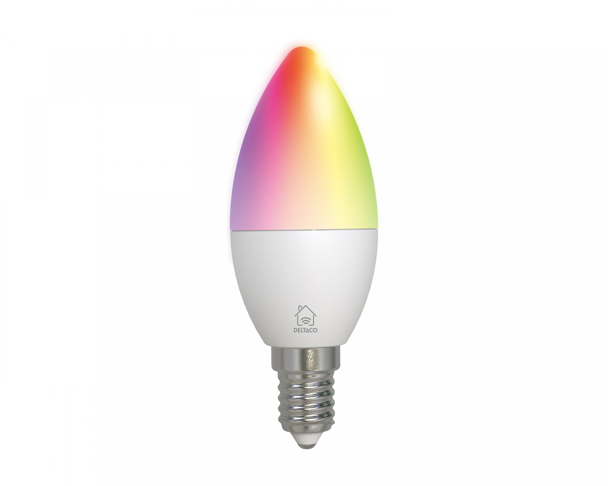 Deltaco Smart Home RGB LED Älylamppu E14 C37 WiFi 4.9W, RGB