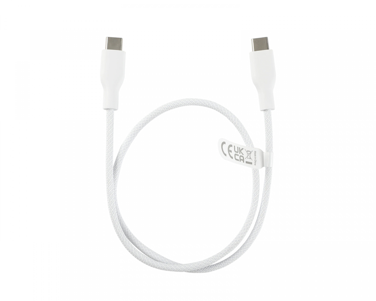 Deltaco 60W USB-C to USB-C Latauskaapeli - Valkoinen - 0.5 m
