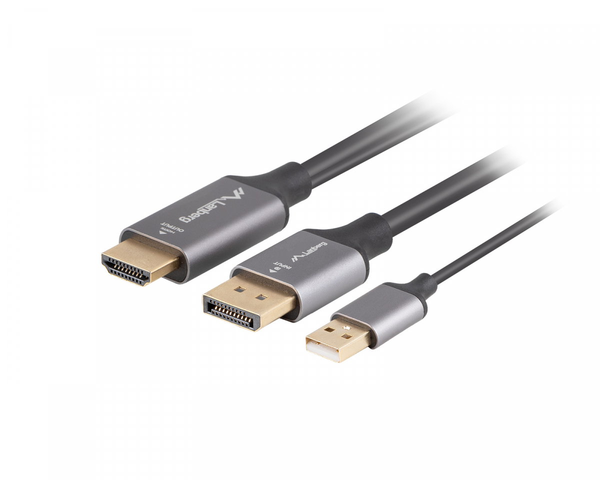Lanberg HDMI to DisplayPort Kaapeli 4K Musta - 1.8m