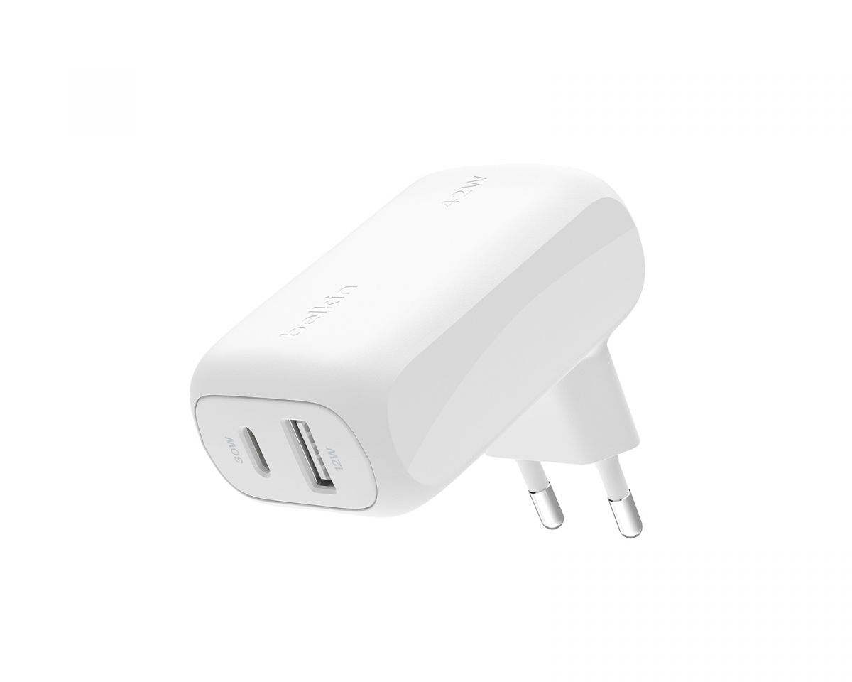 Belkin Boost Charge 42W USB-C & USB-A Seinälaturi - Valkoinen