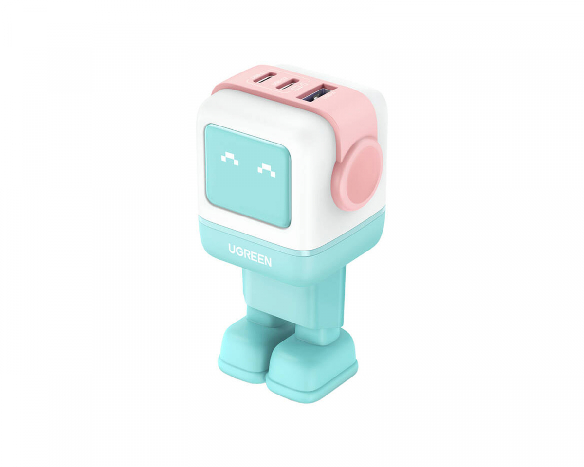 UGREEN Uno Robot GaN 65W Pikalaturi - 3 port - Vaaleanpunainen/Sininen