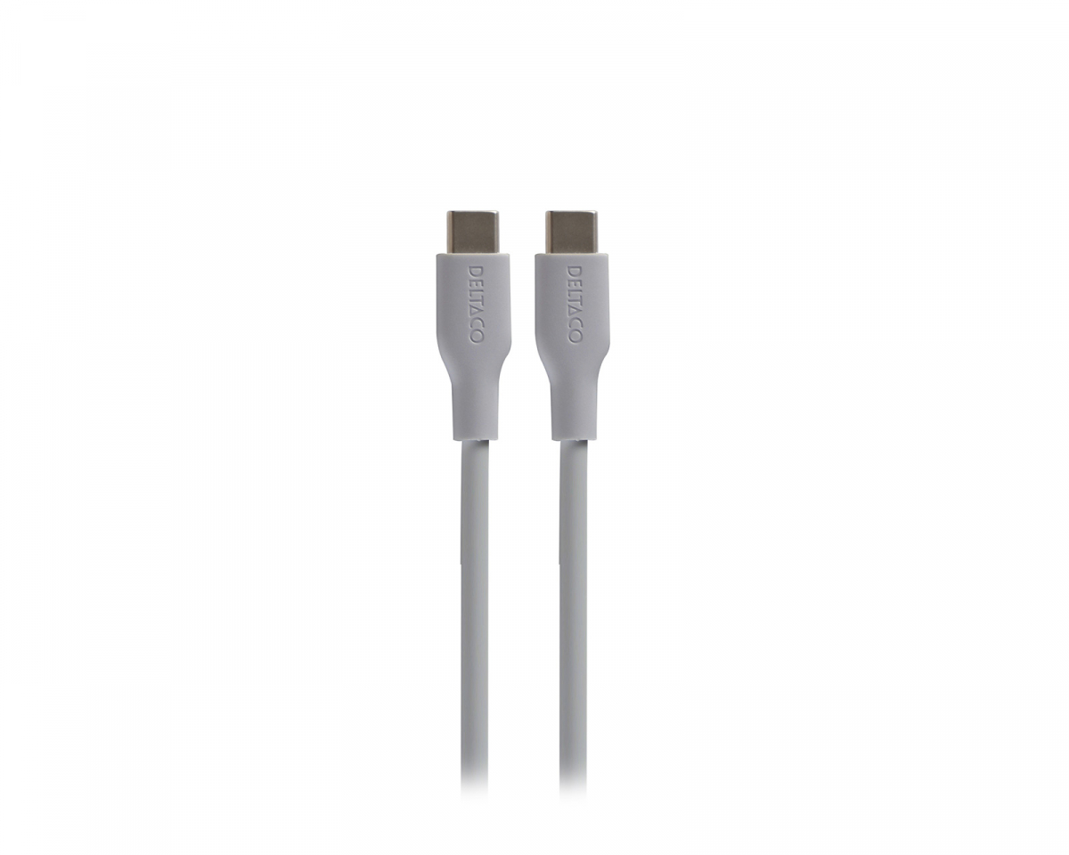 Deltaco USB-C Latauskaapeli 60W Silikoni - Harmaa - 1,5m