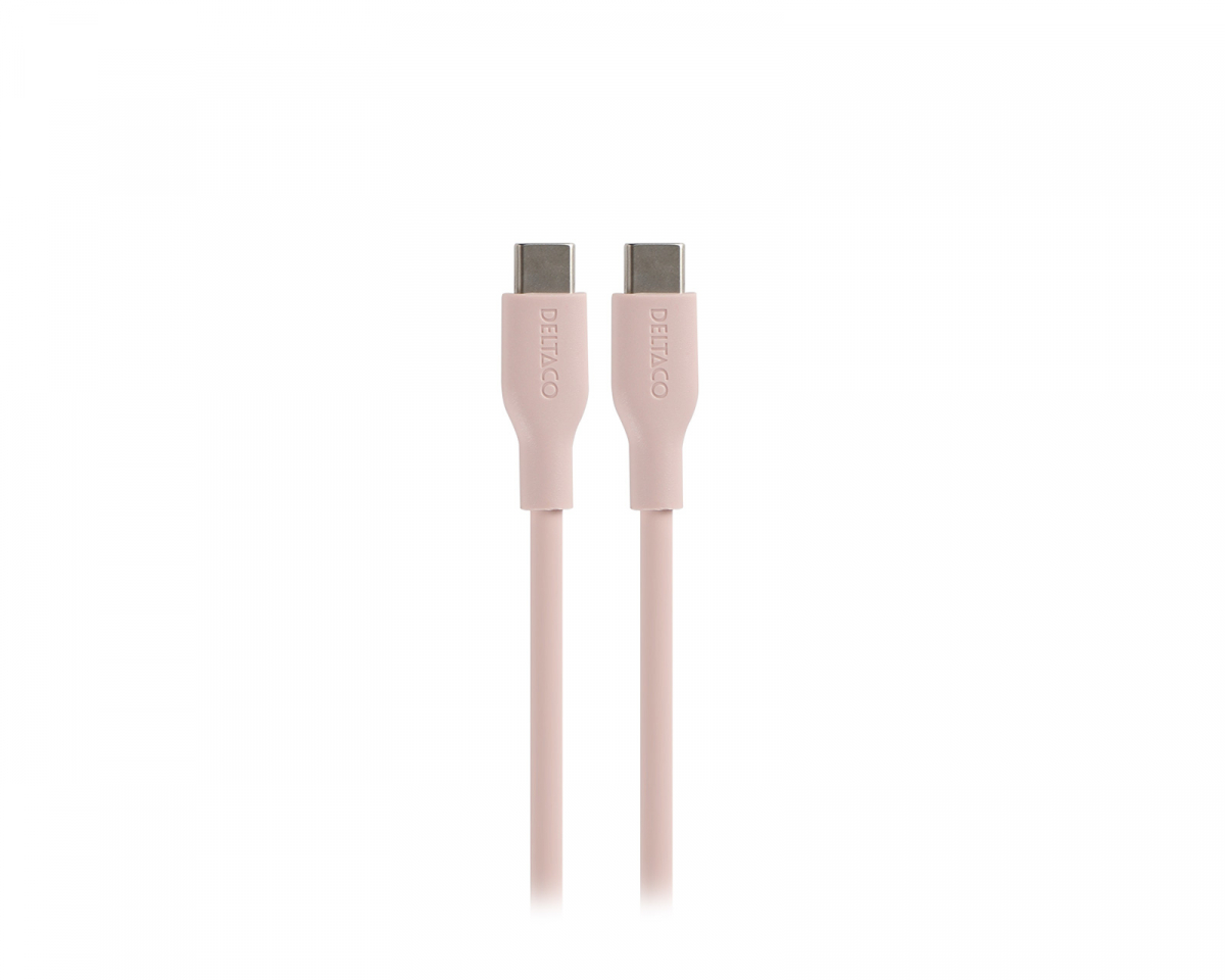 Deltaco USB-C Latauskaapeli 60W Silikoni - Vaaleanpunainen - 1,5m