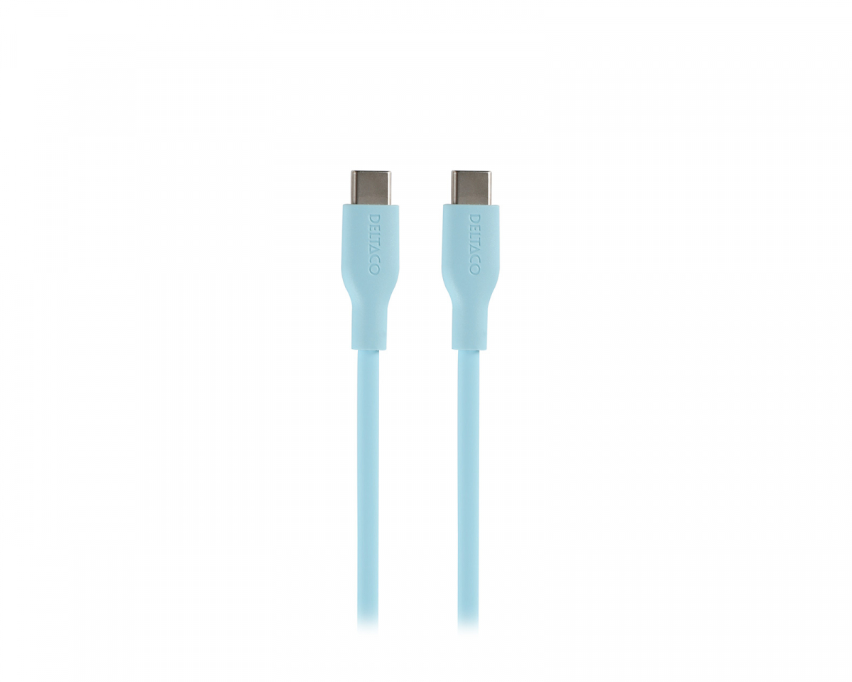 Deltaco USB-C Latauskaapeli 60W Silikoni - Turkoosi - 1,5m