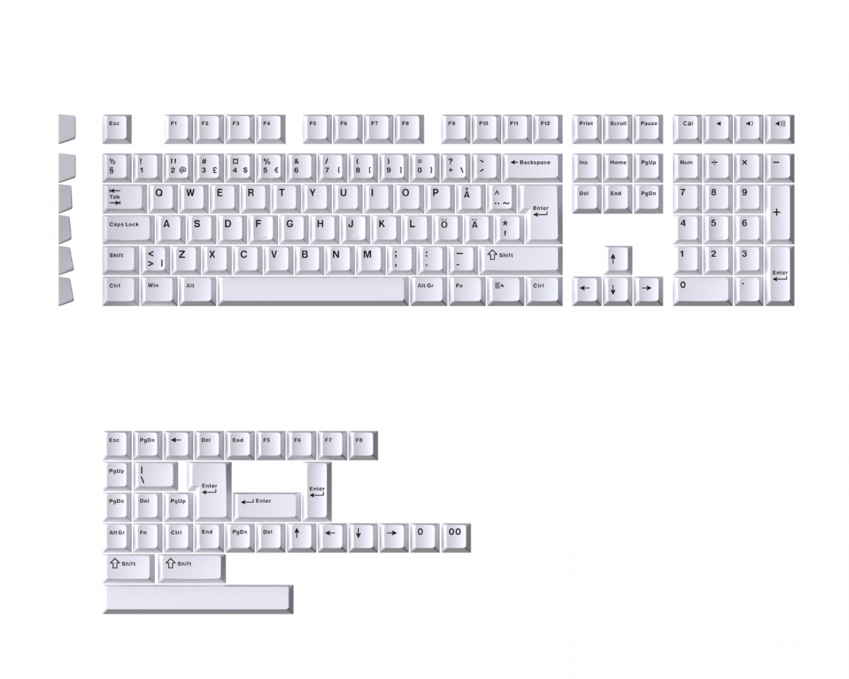 MaxCustom Essential BoW Cherry Double-Shot PBT Keycaps Nordic - White