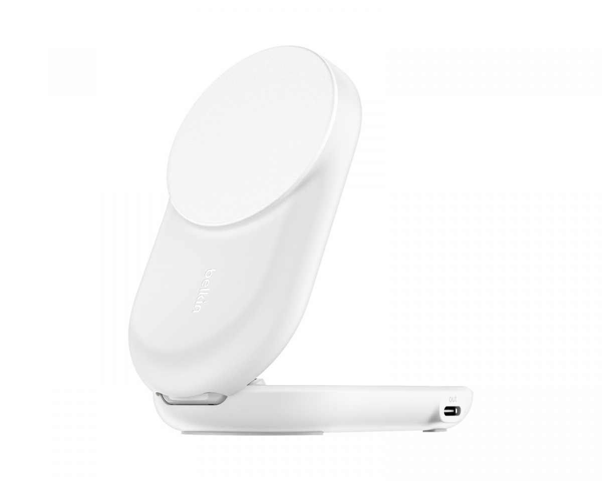 Belkin UltraCharge 2-in-1 Qi2 langaton laturi - Valkoinen