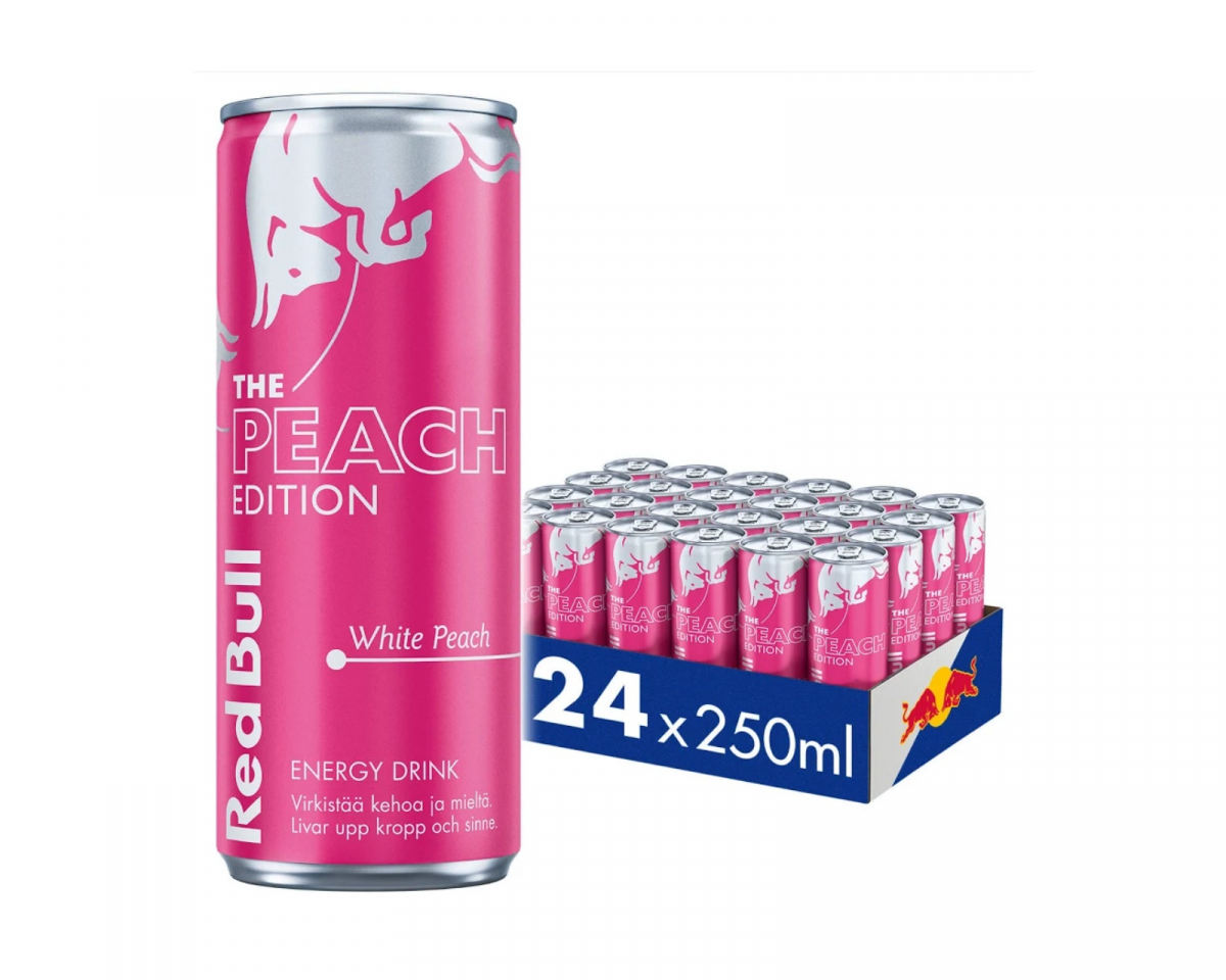 Red Bull 24x Energiajuoma, 250 ml, White Peach (Valkoinen Persikka)