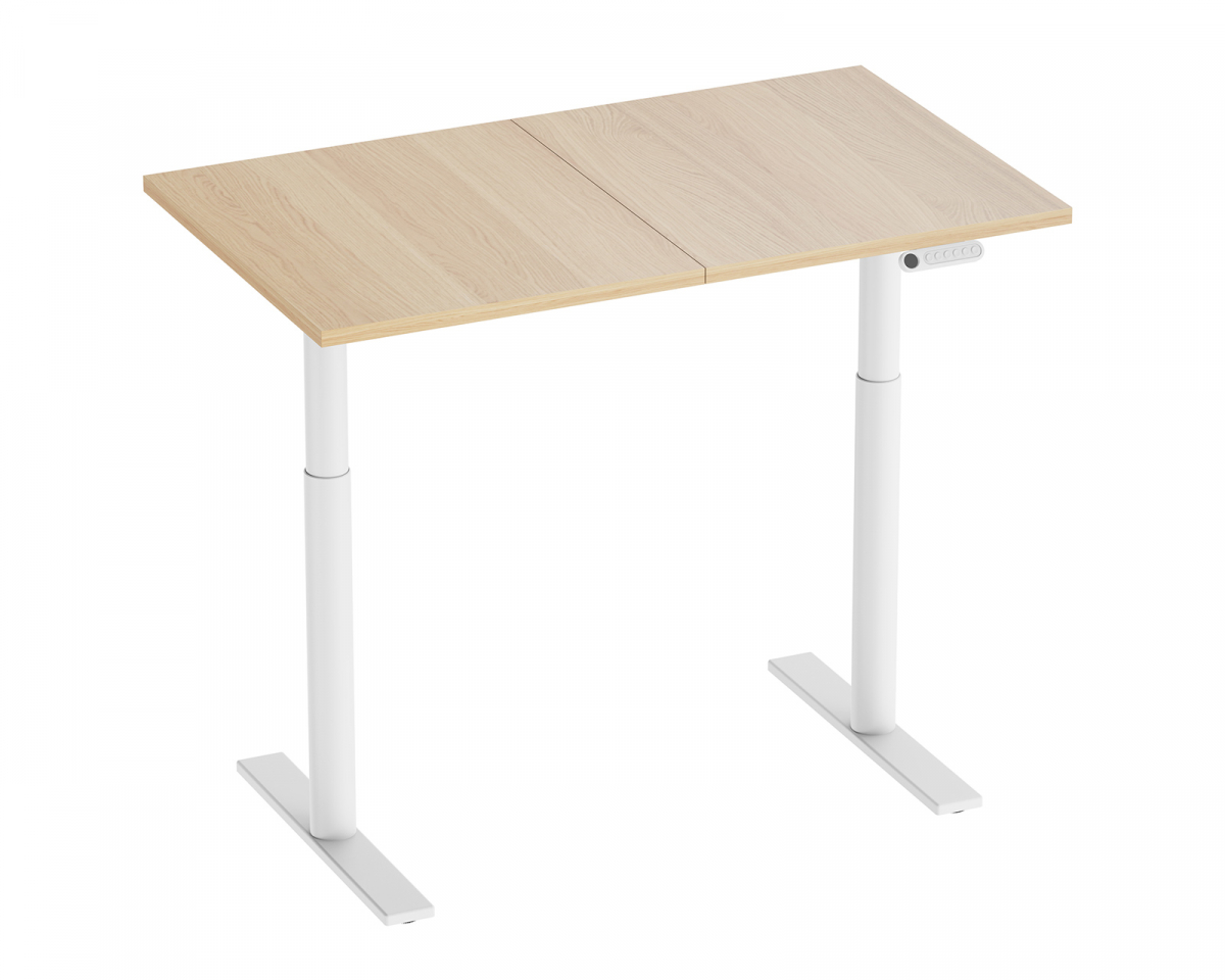 MaxMount Premium Sähköpöytä 1200x700mm - Valkoinen/Tammi