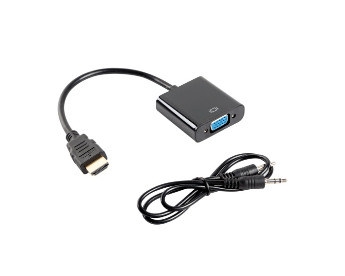 Lanberg HDMI-A Uros till VGA Naaras + Audio Cable 20 cm