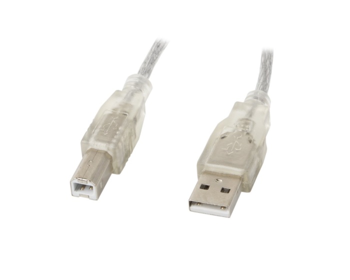 Lanberg USB-A -> USB-B 2.0 Kaapeli läpinäkyvä (1.8 m)