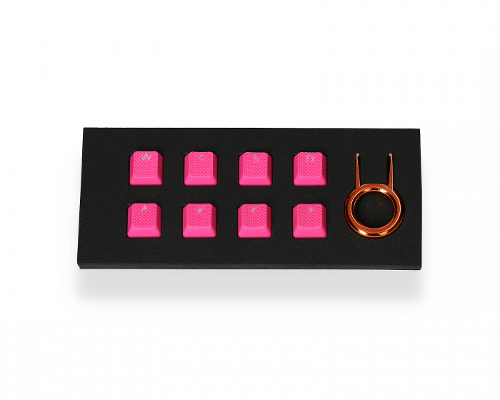 Tai-Hao 8-Key Gummi Double-shot Backlit Keycap Set - Neon pinkki -näppäinhattusarja