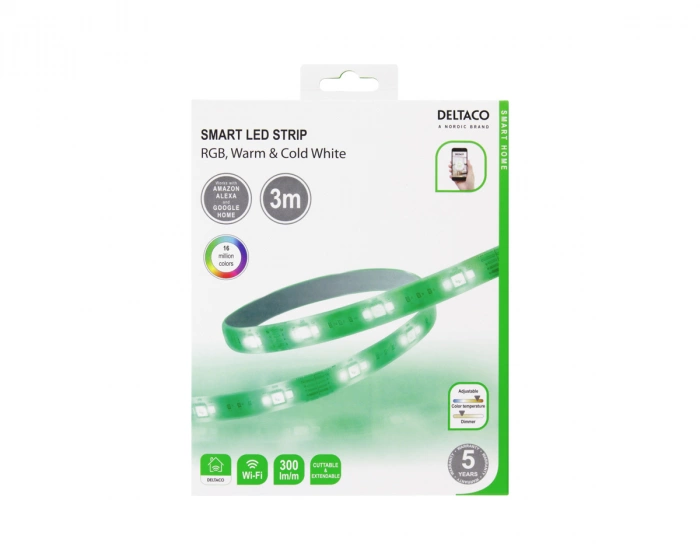 Deltaco Smart Home RGB LED-list WiFi - 3M