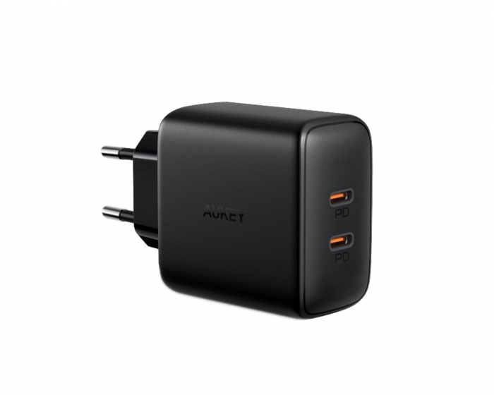 Aukey Wall Charger PA-R1S,  2x USB-C, 20 W - Musta Verkkovirtalaturit