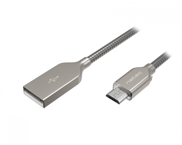 Natec PRATI Charging Cable Micro USB > USB-A 2.0 - Silver 1m