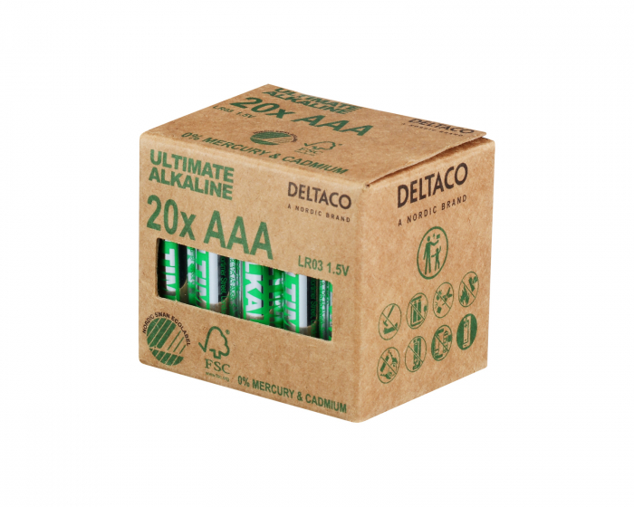 Deltaco Ultimate Alkaline AAA-Paristot, 20-pack