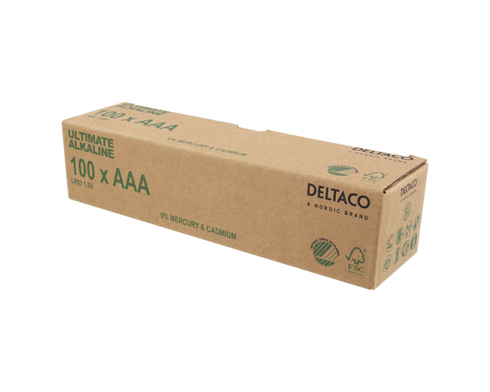 Deltaco Ultimate Alkaline AAA-Paristot, 100-pack (Bulk)