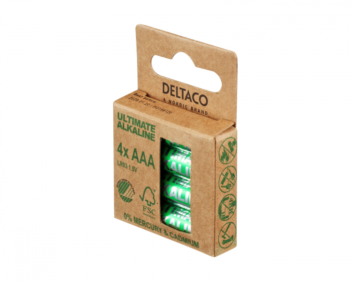 Deltaco Ultimate Alkaline AAA-Paristot, 4-pack