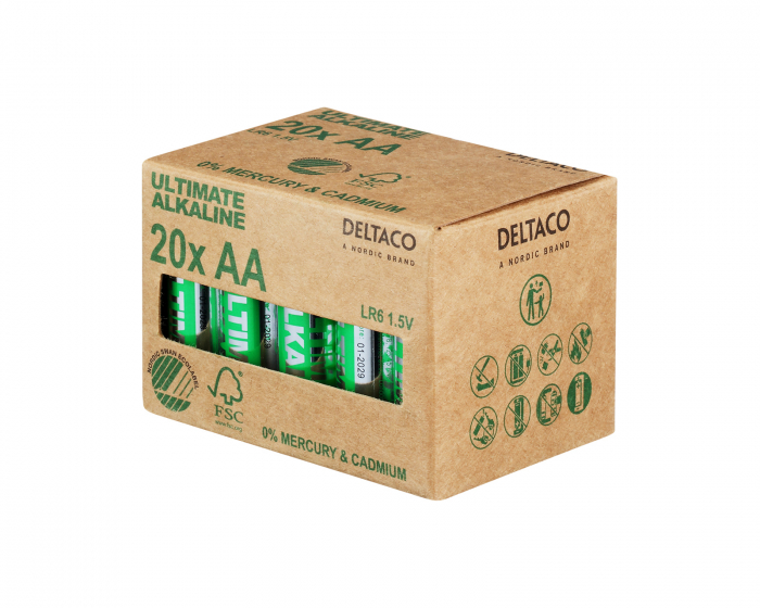 Deltaco Ultimate Alkaline AA-Paristot, 20-pack