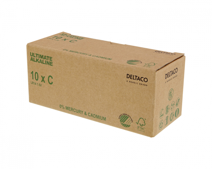 Deltaco Ultimate Alkaline C-Paristot, 10-pack (Bulk)