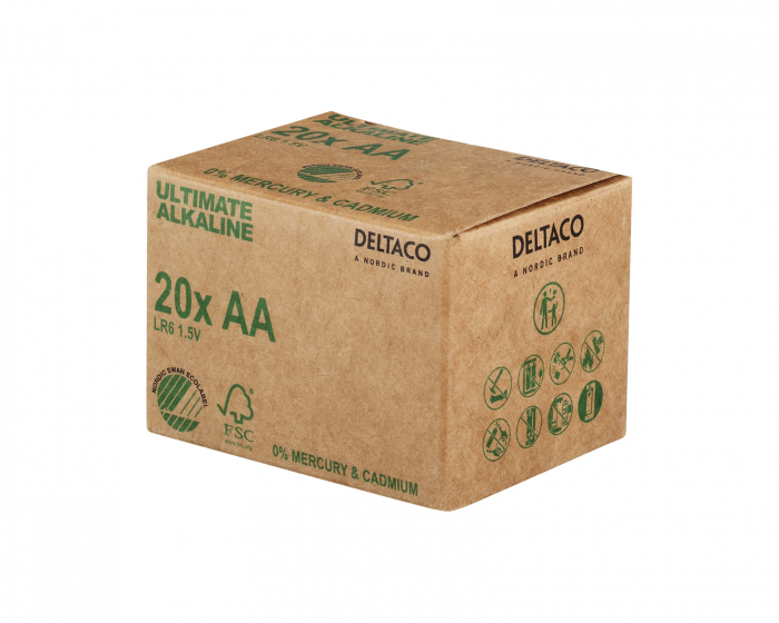 Deltaco Ultimate Alkaline AA-Paristot, 20-pack (Bulk)