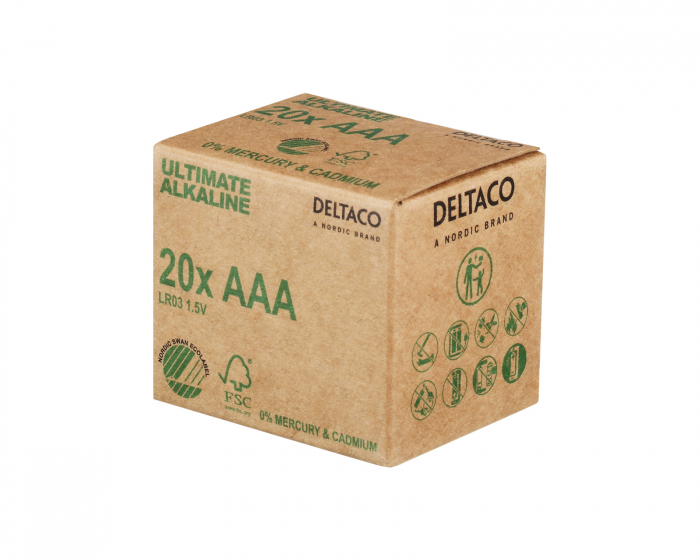 Deltaco Ultimate Alkaline AAA-Paristot, 20-pack (Bulk)