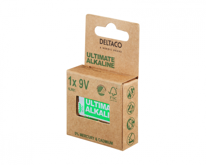 Deltaco Ultimate Alkaline 9V-Paristot, 1-pack