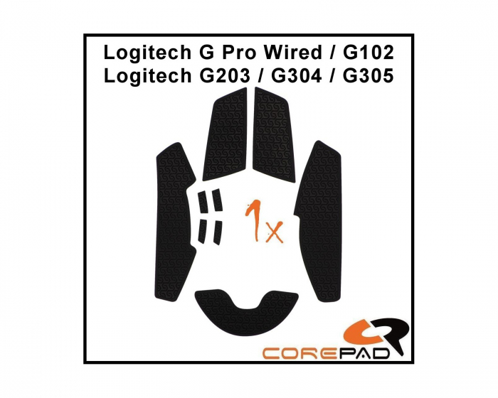 Corepad Soft Grips Logitech G Pro Wired/G102/G203/G304/G305 Series - Musta