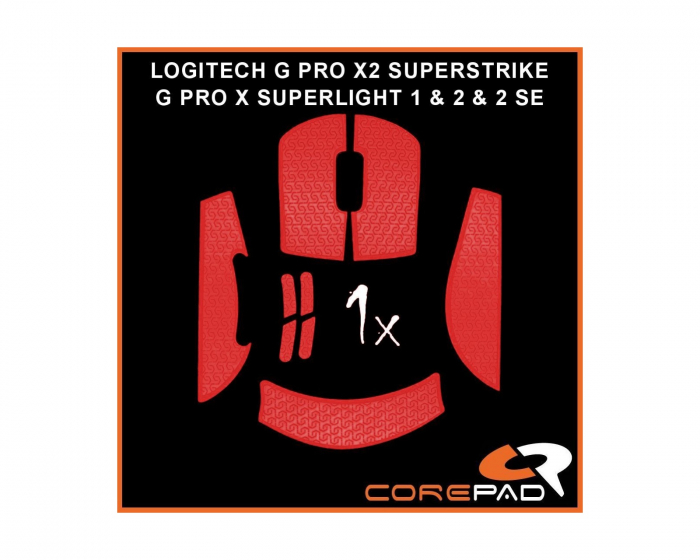 Corepad Soft Grips Logitech G PRO X SUPERLIGHT 1 / 2 / 2 SE & X2 SUPERSTRIKE - Punainen