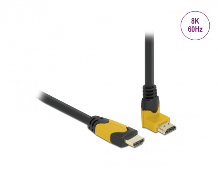 Delock High Speed HDMI-kaapeli 2.1, 90° ylöspäin - Musta - 3m