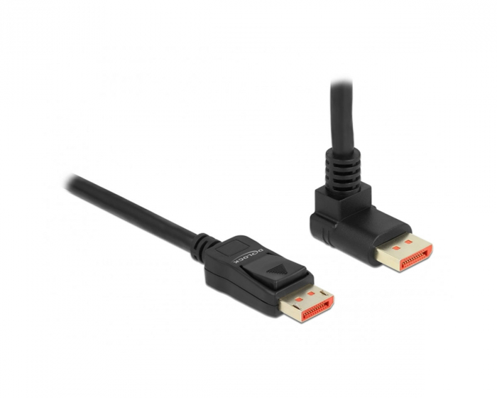 Delock DisplayPort 1.4 (4k/8k) - 90° ylöspäin, näyttökaapeli - Musta - 1m