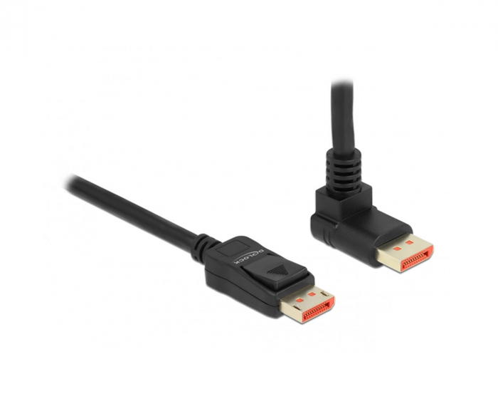 Delock DisplayPort 1.4 (4k/8k) - 90° ylöspäin, näyttökaapeli - Musta - 2m