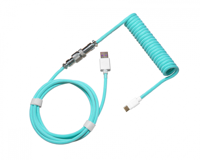 Cooler Master Coiled Cable USB-C > USB-A 1.5m - Aviator - Pastel Cyan
