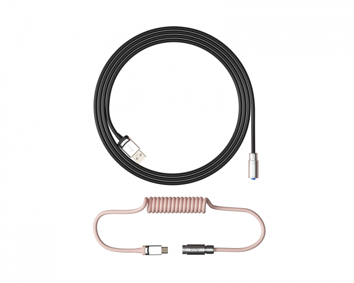 Akko Custom Coiled Aviator Cable V2 Black/Pink - USB-C Kaapeli - Musta/Vaaleanpunainen