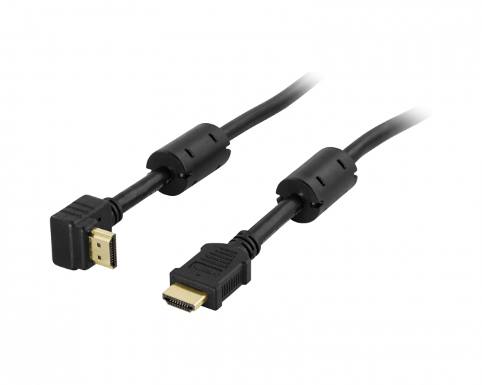 Deltaco Kulma HDMI Kabel High Speed with Ethernet - Musta - 5m