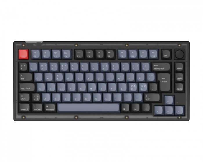 Keychron V1 75% Pelinäppäimistö Knob Version RGB Hotswap [K Pro Red] - Frosted Black
