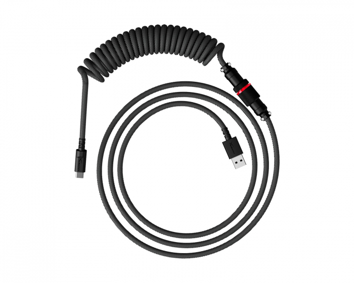 HyperX USB-C Coiled Cable - Harmaa / Musta - Näppäimistön Kierrekaapeli