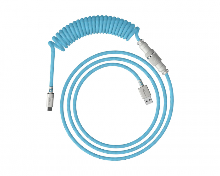 HyperX USB-C Coiled Cable - Vaaleansininen / Valkoinen - Näppäimistön Kierrekaapeli