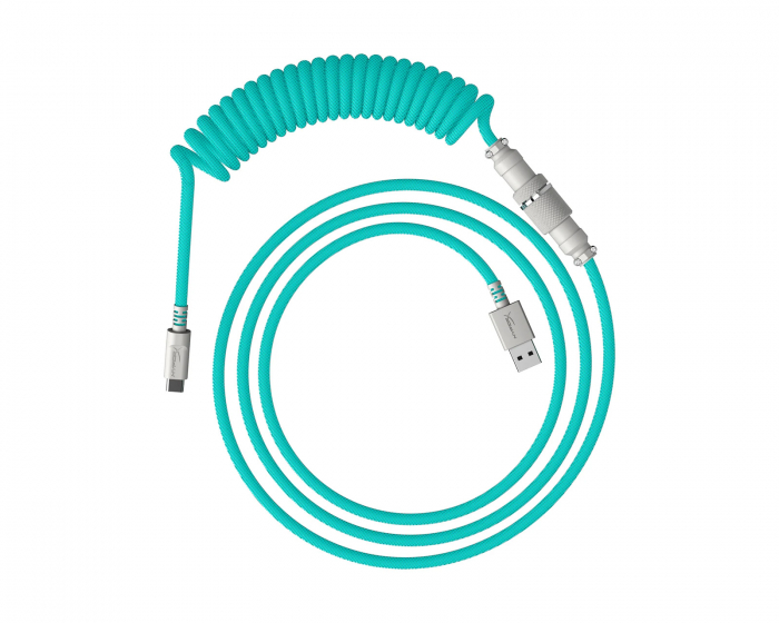 HyperX USB-C Coiled Cable - Vaaleanvihreä / Valkoinen - Näppäimistön Kierrekaapeli