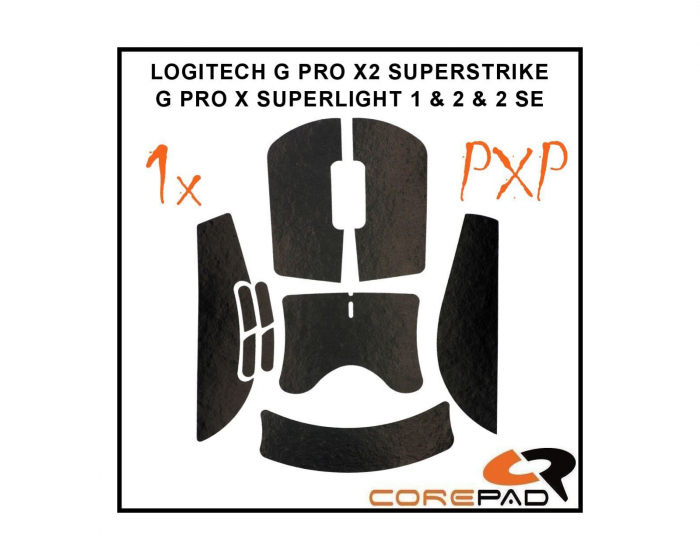 Corepad PXP Grips G PRO X SUPERLIGHT 1 / 2 / 2 SE & X2 SUPERSTRIKE - Black