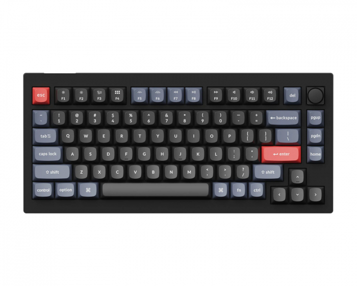 Keychron V1 75% Pelinäppäimistö Knob Version RGB Hotswap [K Pro Red] - Musta