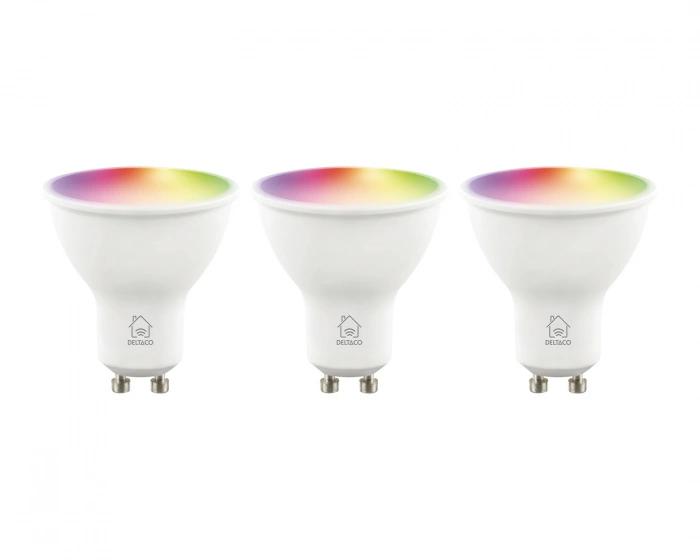 Deltaco Smart Home RGB LED Älylamppu GU10 WiFi 4.7W - 3-pack