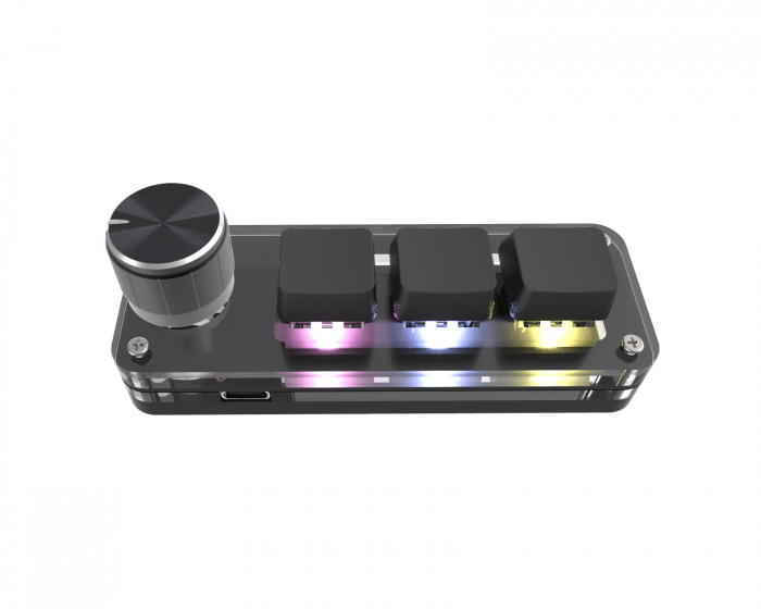 MaxCustom 3-Key RGB Mini Mekaaninen Keypad kanssa Knob - Musta